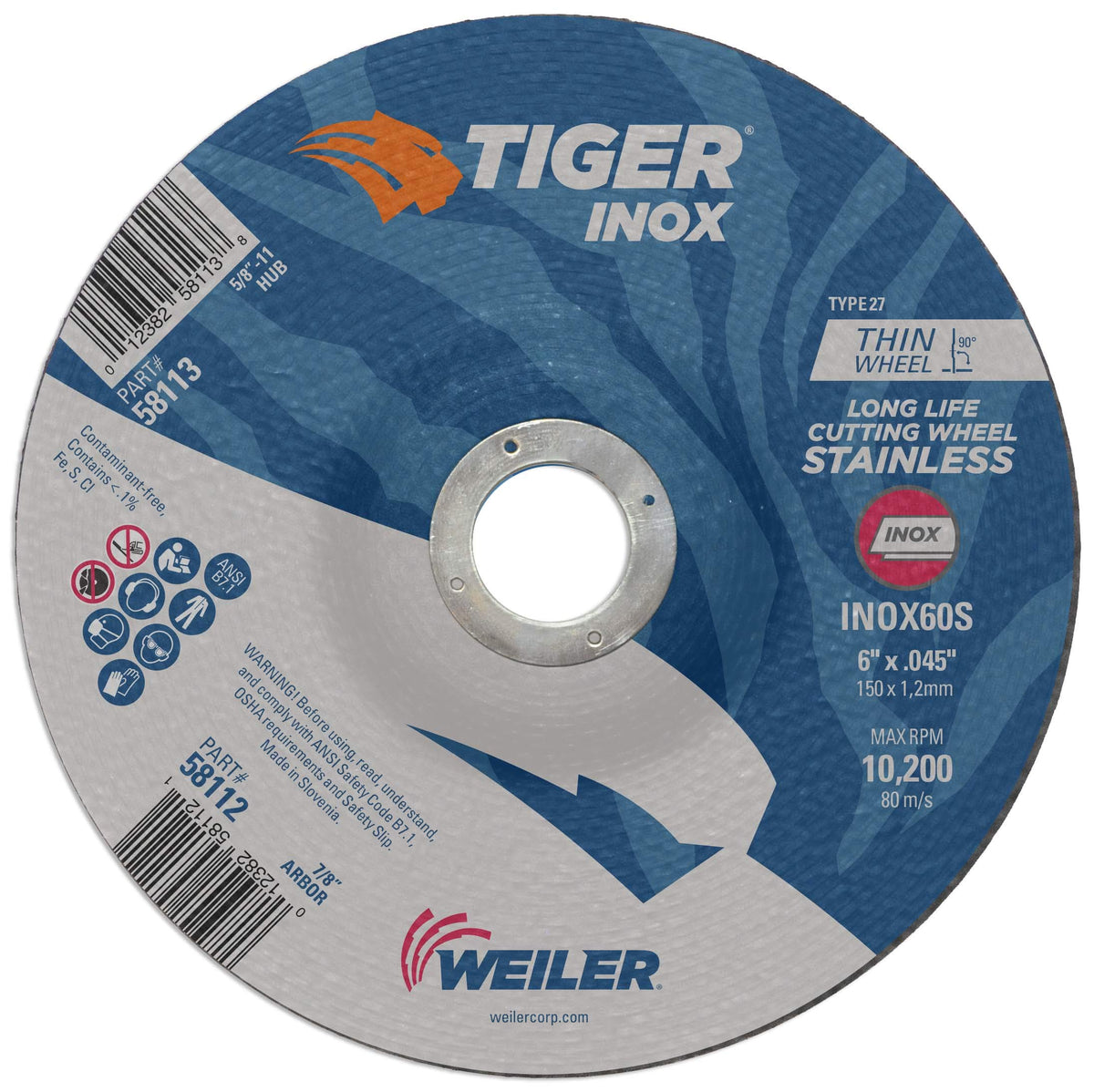 Weiler 58112 Cutting Wheel Stainless Steel 6 Inch Pack of 25