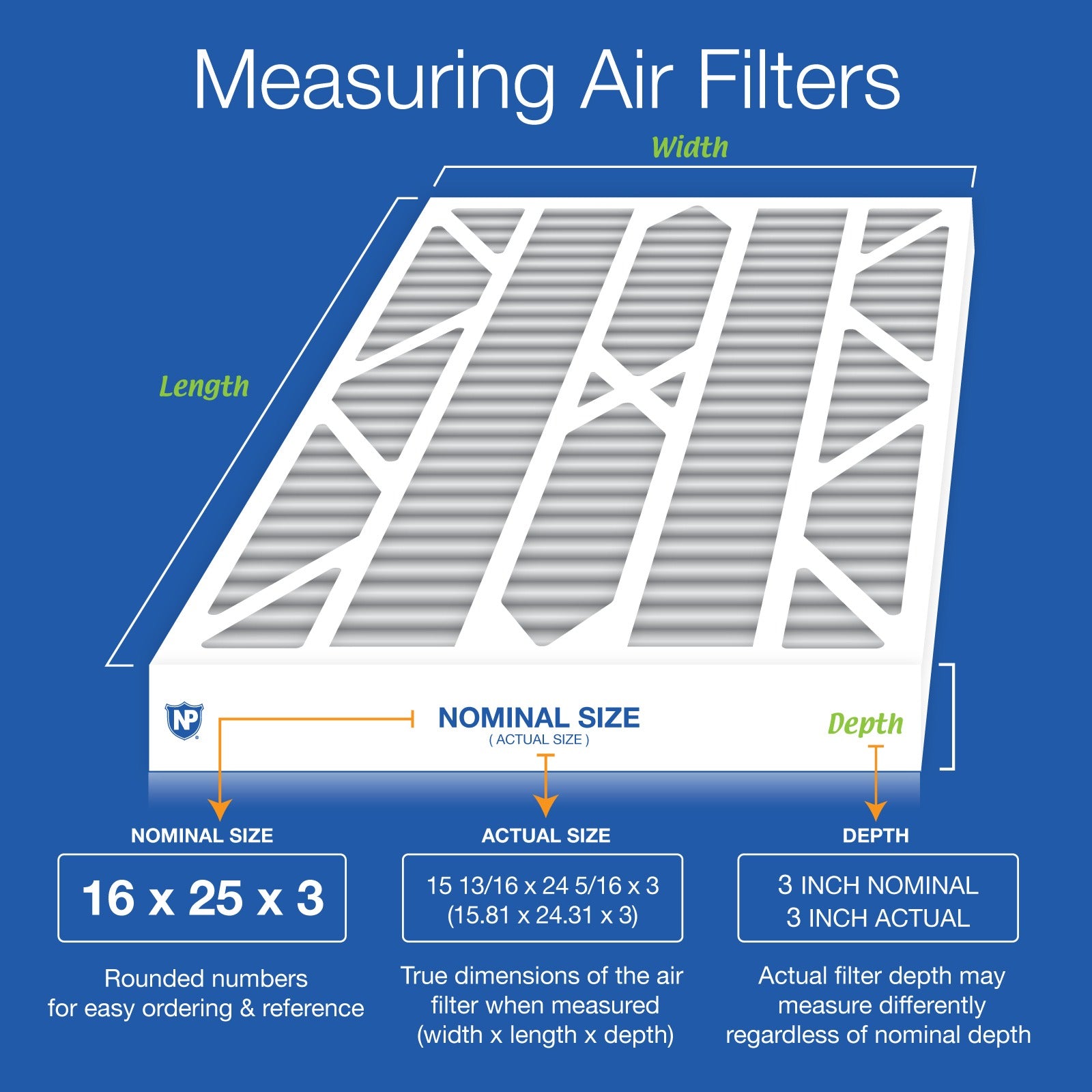 NORDIC PURE Nordic Pure 16x25x3ABPM12C-7 Merv 12 Air Filter 7 Pack