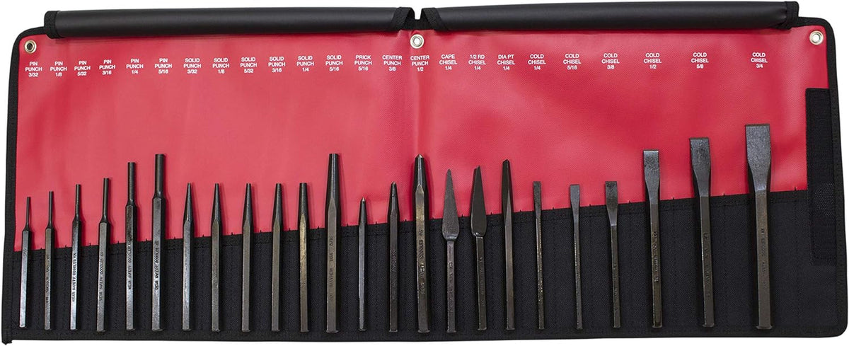 Mayhew 61050 Pro Punch and Chisel Kit 24-Piece Black Oxide Finish