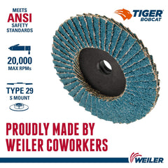 Weiler 50904 BobCat 3 Inch Diameter 60 Grit Zirconium Plastic Backing Type 29 Specialty Abrasive Flap Mini Disc