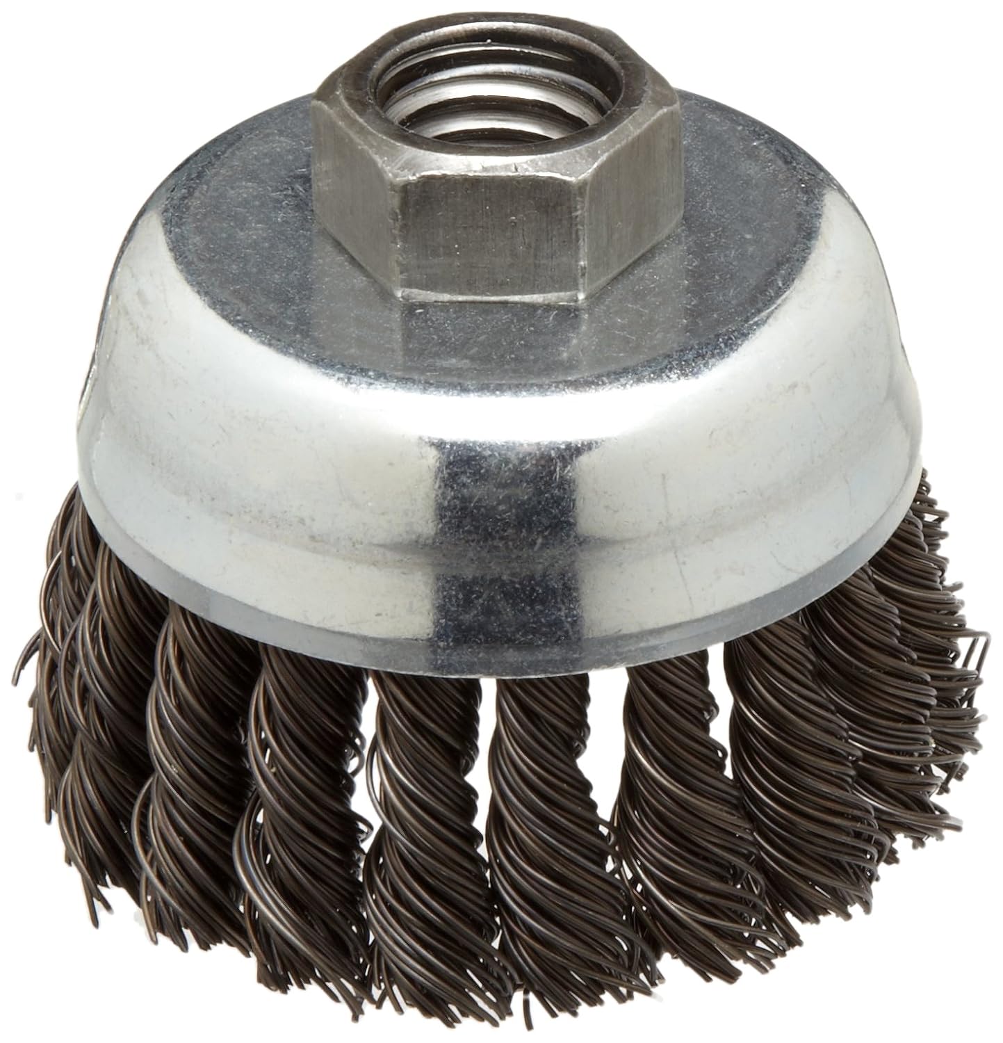 Weiler 36038 Vortec Pro 3 Knot Wire Cup Brush 020 Steel Fill 5/8-11 UNC Nut