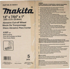 Makita B-10849-5 14 x 7/64 x 1 Abrasive Cut-Off Wheel, 5/pk