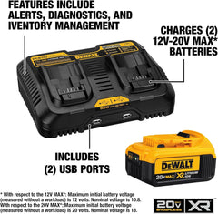 Dewalt DCB102BP 20V MAX Jobsite Charging Station with 4Ah Battery Pack