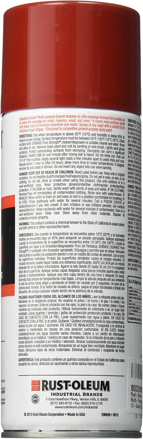 Rust-Oleum 1660830 1600 Multi-Purpose Gloss 12 OZ. Spray OSHA Safety Red