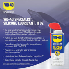 WD-40 300012 Specialist Silicone Lubricant With Smart Straw Sprays 2 Ways, 11 oz