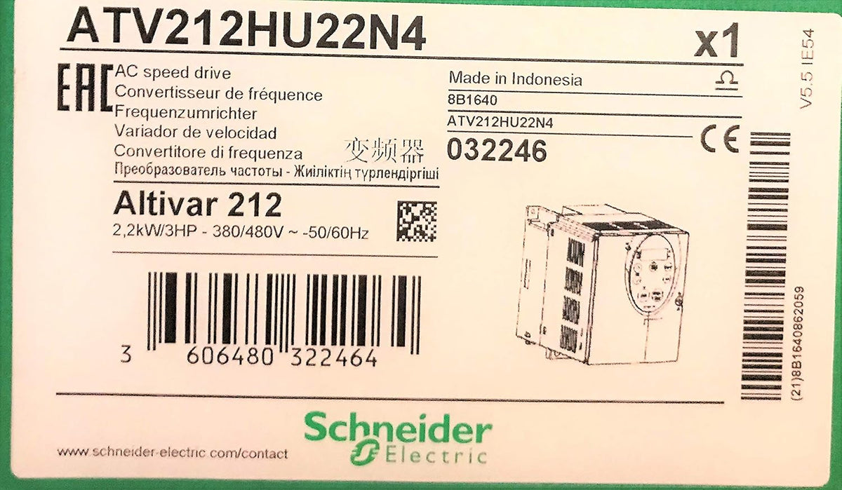 Schneider Electric ATV212HU22N4 Variable Frequency Drive 3 HP 480V