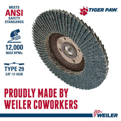 Weiler 51153 Tiger Paw Abrasive Flap Disc 36Z 5/8-11 UNC Pack of 10