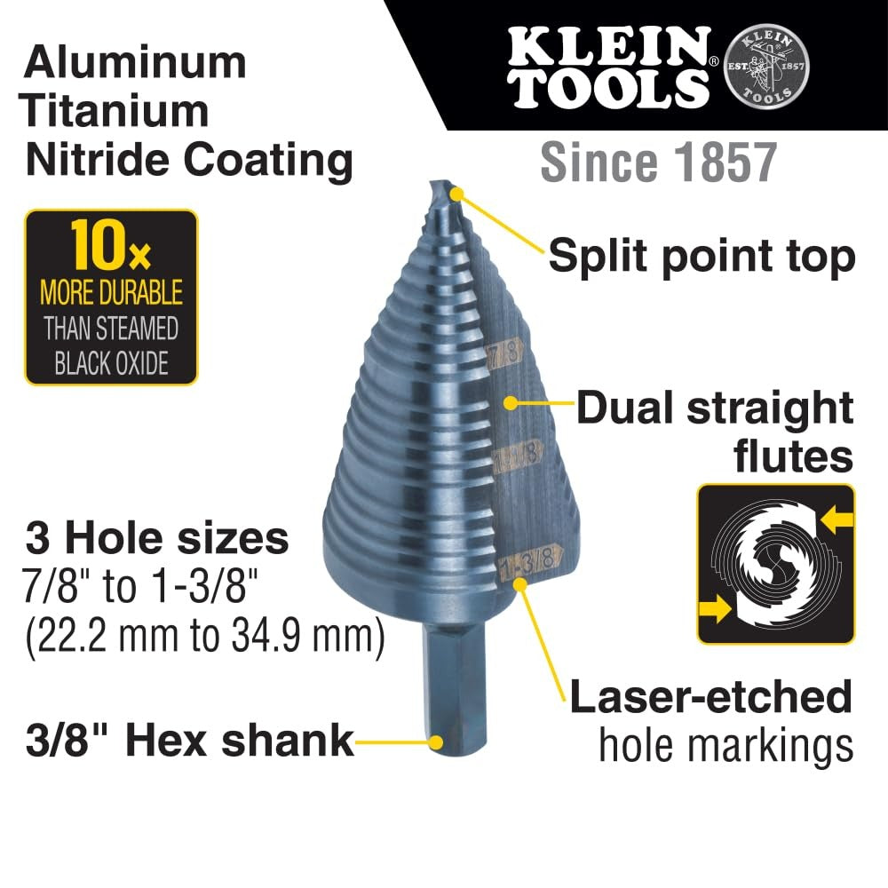 KLEIN TOOLS Klein Tools KTSB15 Step Drill Bit 7/8 to 1-3/8 Inch