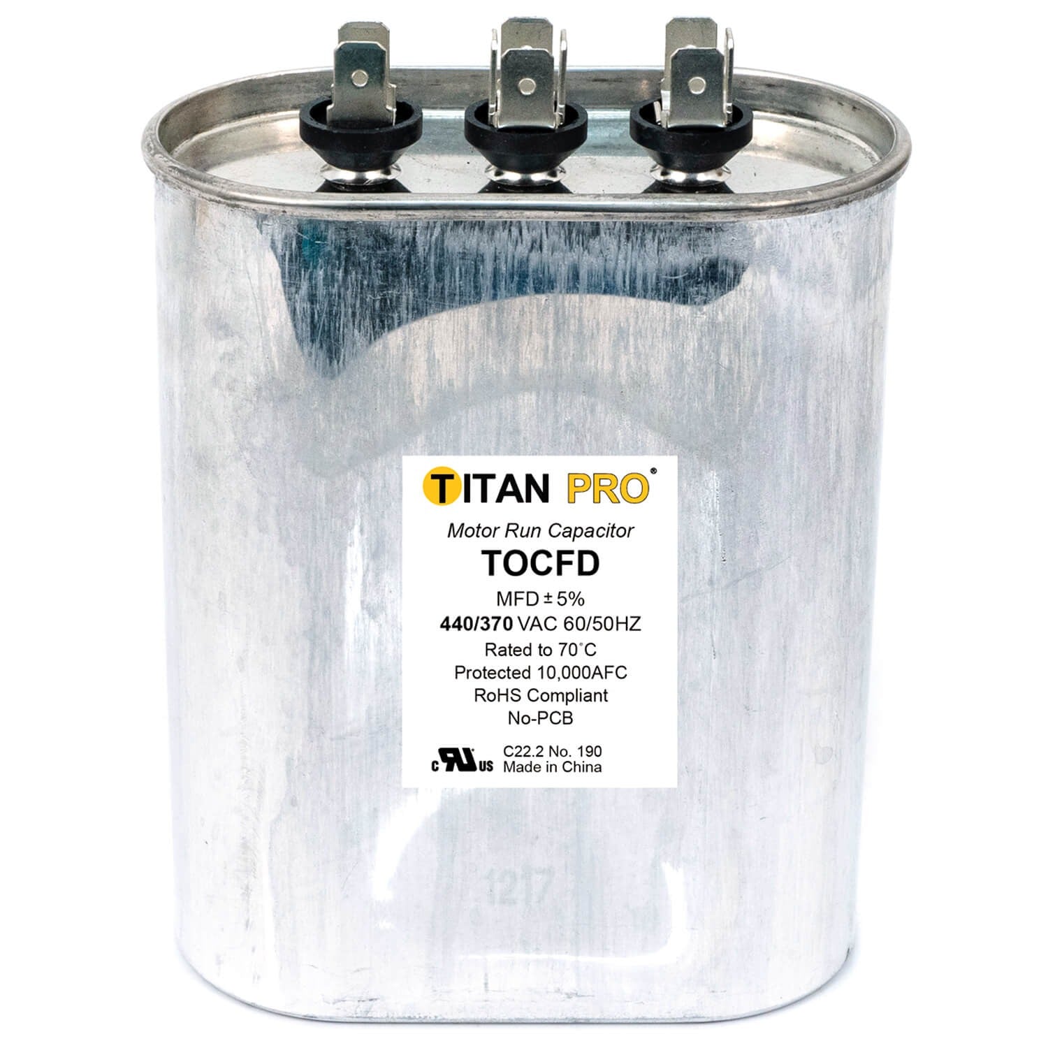 TITAN PRO Titan Pro TOCFD353 Oval Motor Dual Run Capacitor 35/3 MFD (370-440 VAC)