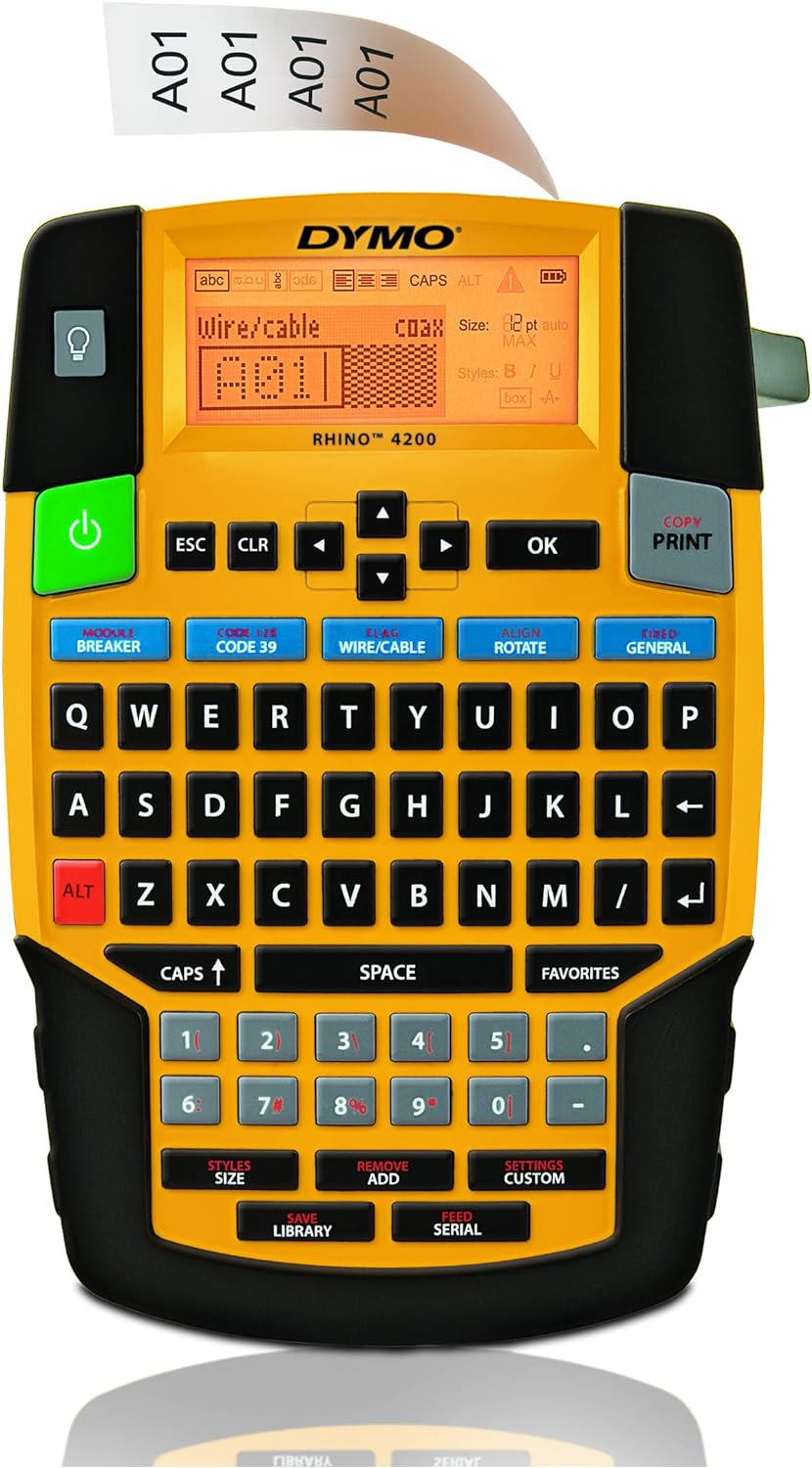 DYMO 1801611 Rhino 4200 Label Maker (6 AA Batteries Required)