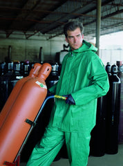 MCR Safety 3882L Dominator PVC/Polyester 2-Piece Rainsuit with Attached Hood, Large, Green