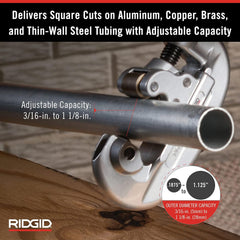 Ridgid 32920 Model 15 Screw Feed 3/16 to 1-1/8 Tubing and Conduit Cutter with X-CEL Knob Silver