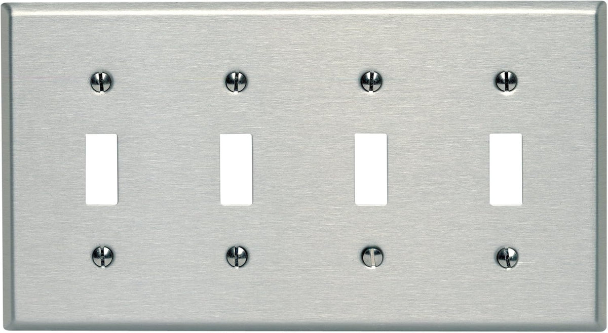 Leviton 84012 Wallplate 4G Toggle Device Mount 430 Stainless Steel