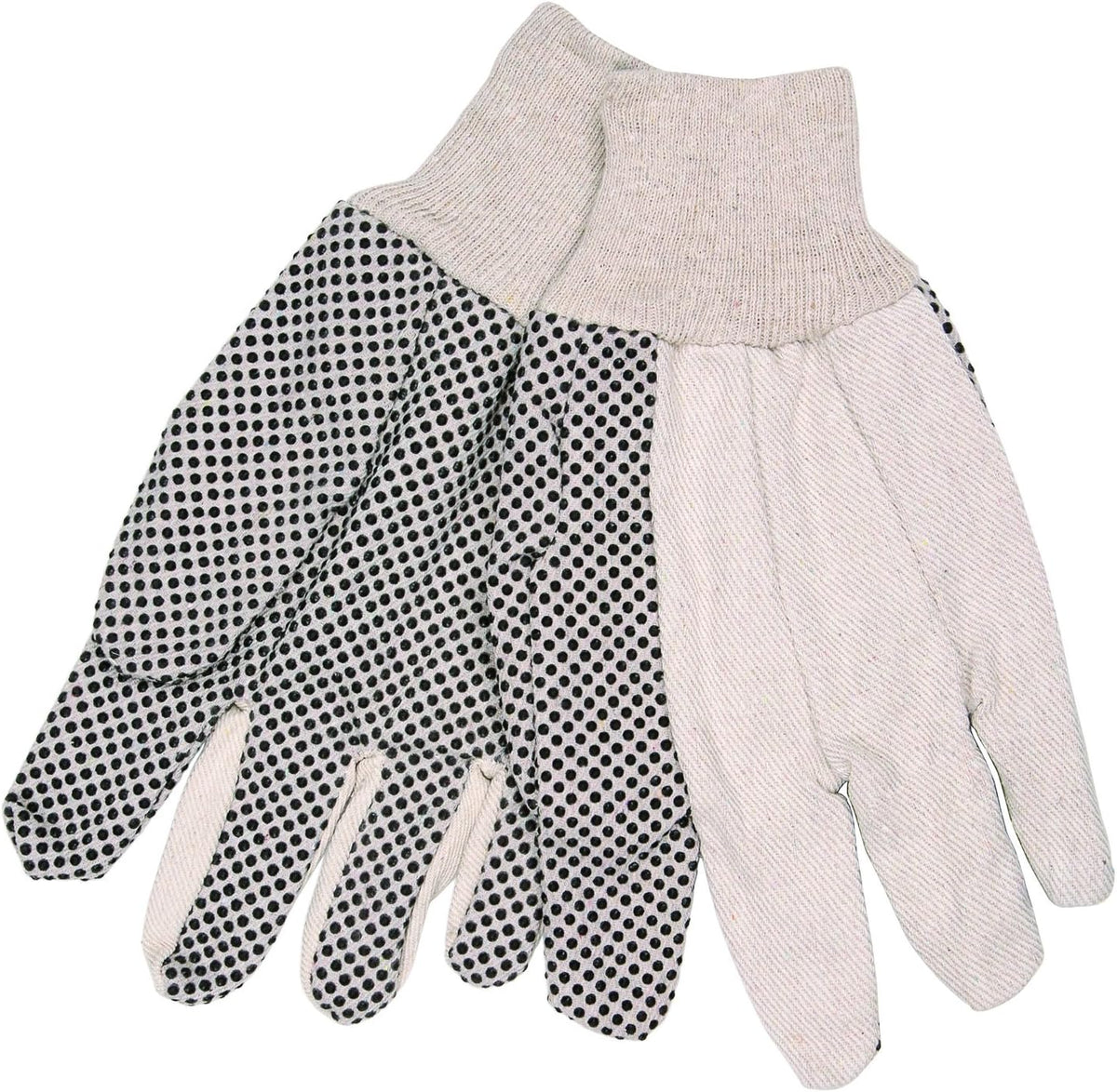 MCR Safety 8808 Cotton Canvas Dotted Standard Weight Knit Wrist Men Gloves Straight Thumb White Large