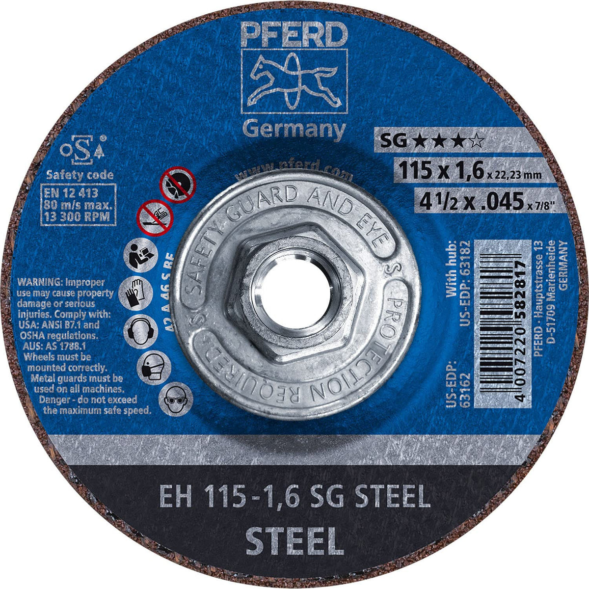 PFERD 63182 Cut-Off Wheel 4-1/2 Diameter 46 Grit Replacement MPN