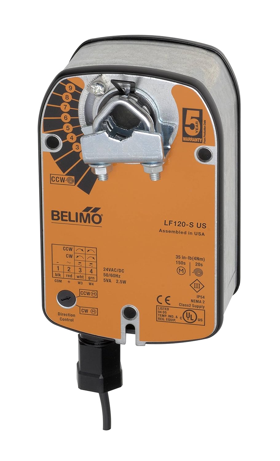 Belimo LF120 120V Spring Return Actuator On/Off 35 in-lb