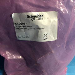 SCHNEIDER ELECTRIC ETD200-4 Temperature Sensor 4 Inch Duct 10K Ohm Thermistor