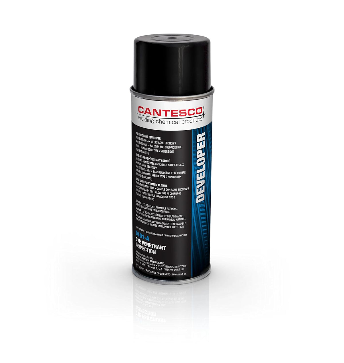 Cantesco D101-A Dye Penetrant Standard Developer Non-Aqueous Wet 12 oz Aerosol Can White