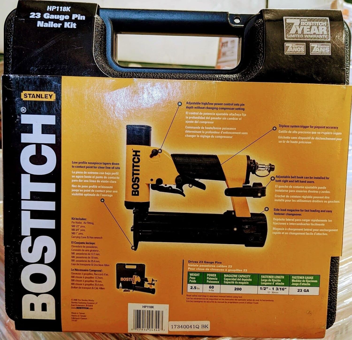 Bostitch HP118K Pin Nailer 23 Gauge 1/2-Inch to 1-3/16-Inch Replacement MPN