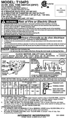 Intermatic T104P3 208-277 Volt DPST 24 Hour Mechanical Time Switch