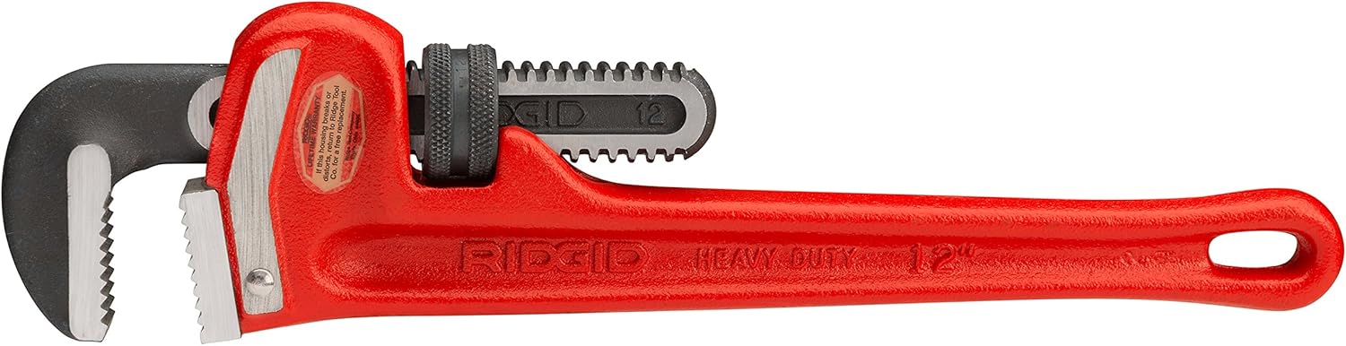 RIDGID 31015 Heavy-Duty Straight Pipe Wrench, 12 in, 2 inch Capacity