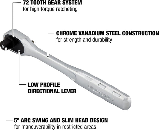 DEWALT DWMT81097 Ratchet, Quick Release, SAE, 3/8-Inch Drive