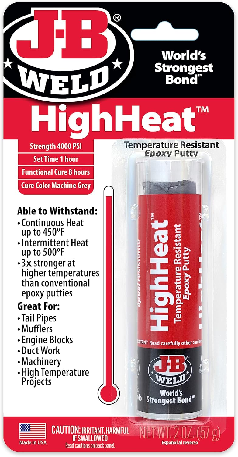 J-B Weld 8297 HighHeat 500 Degree Epoxy Putty Stick - 2 oz. , Grey