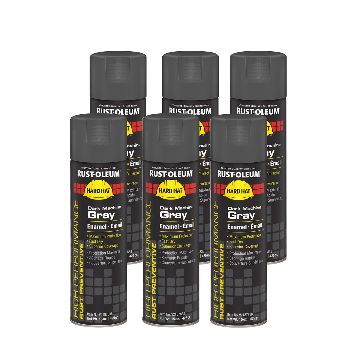 Rust-Oleum V2187838 High Performance V2100 System Rust Preventive Enamel Spray Paint 15 oz Dark Machine Gray