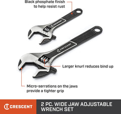 Crescent ATWJ2610VS Wide Jaw Adjustable Wrench Set 6 in and 10 in