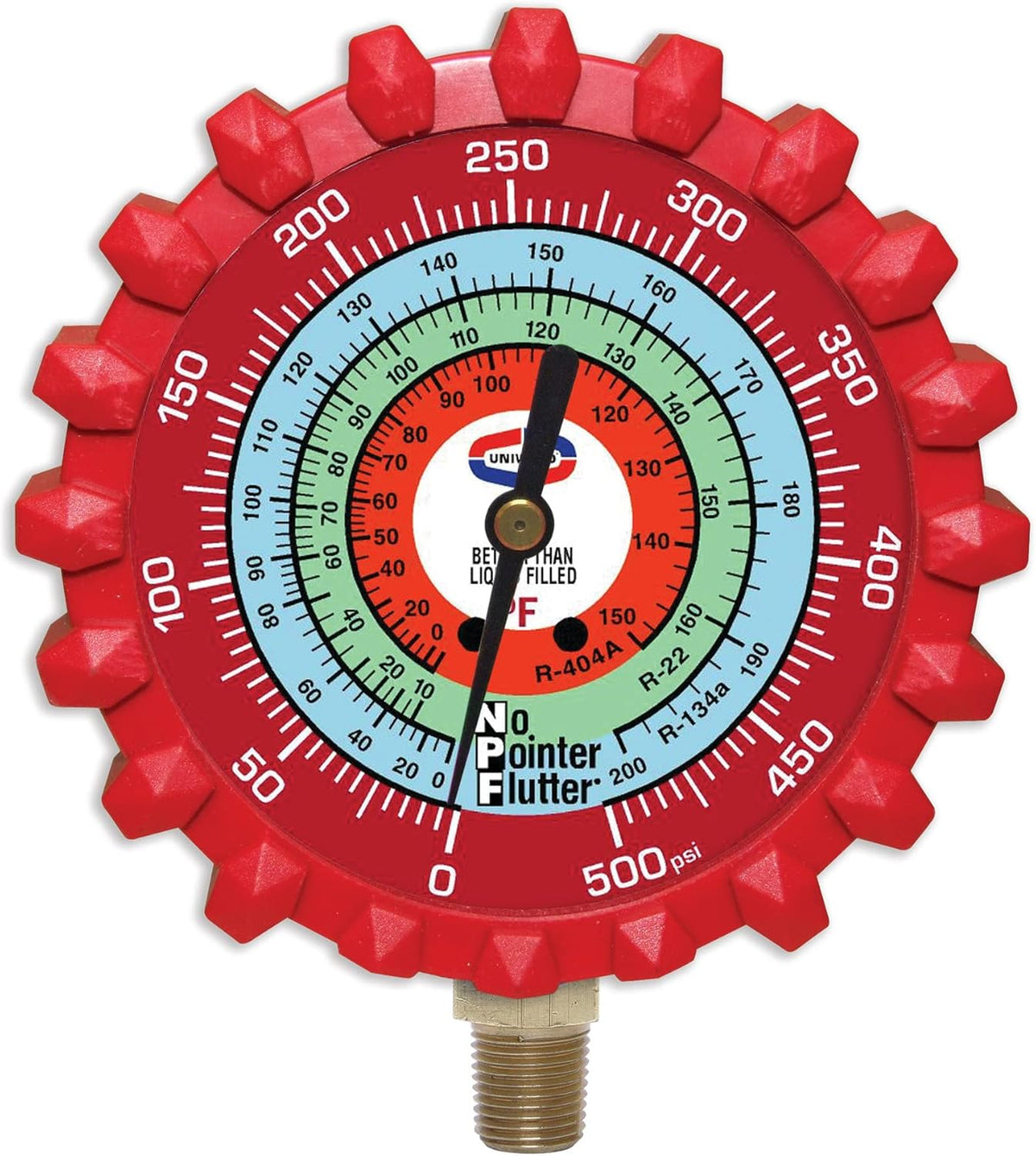 Uniweld G29ND 2.5 Red/High Pressure NPF Gauge W/Boot, (PSI °F) (R22/R404a/R134a)