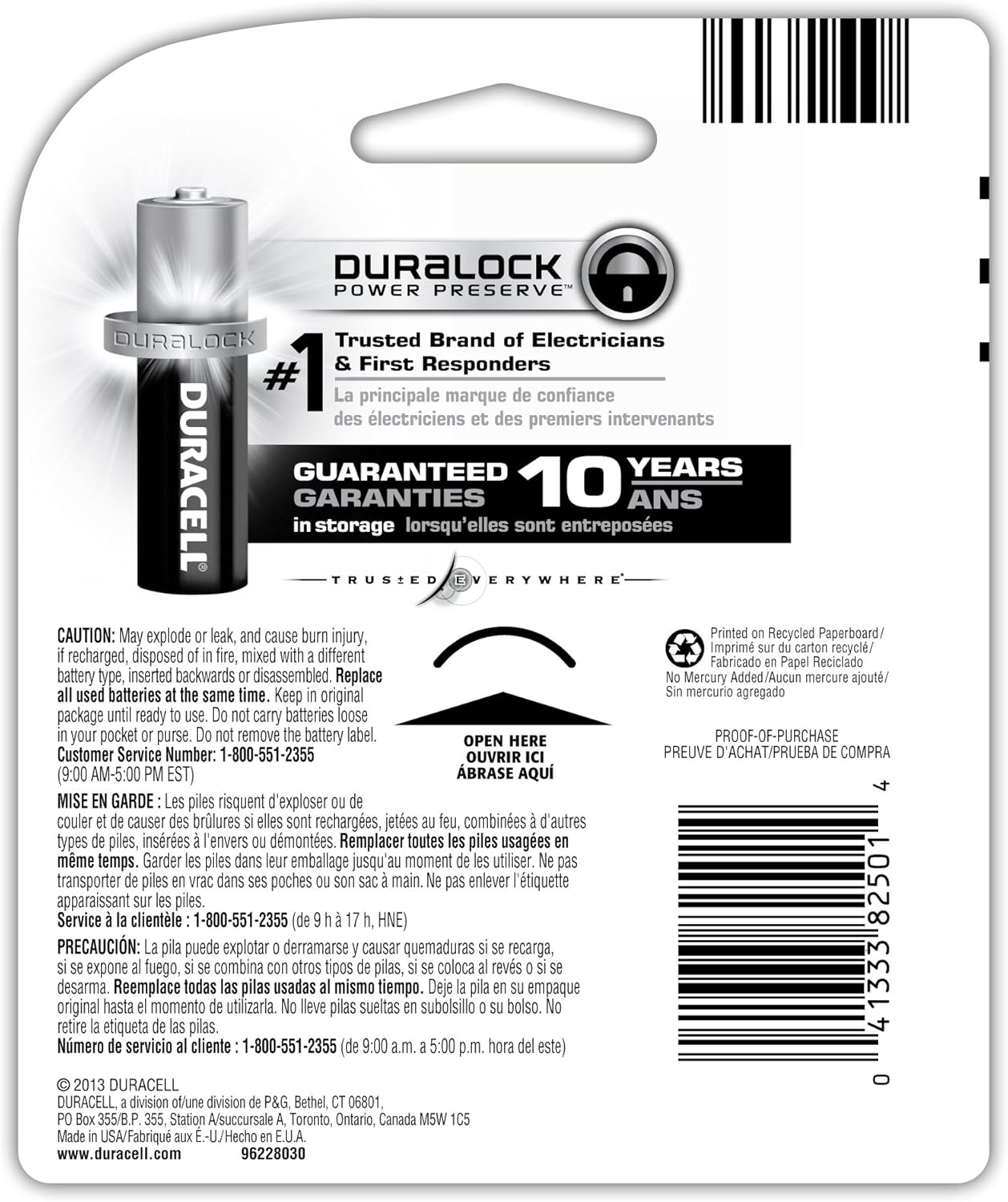 Duracell DURMN1500B10Z Coppertop AA Batteries Power Boost Ingredients 10 Pack