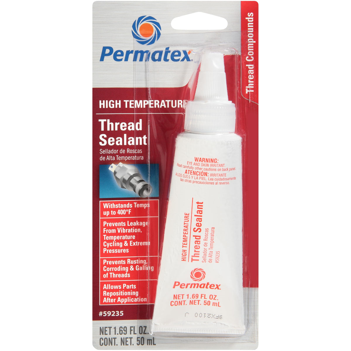 Permatex 59235 High Temperature Thread Sealant 50 ml Tube White