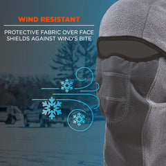 Ergodyne 16835 N-Ferno 6823 Balaclava Ski Mask Wind-Resistant Face Mask Hinged Design Each Gray