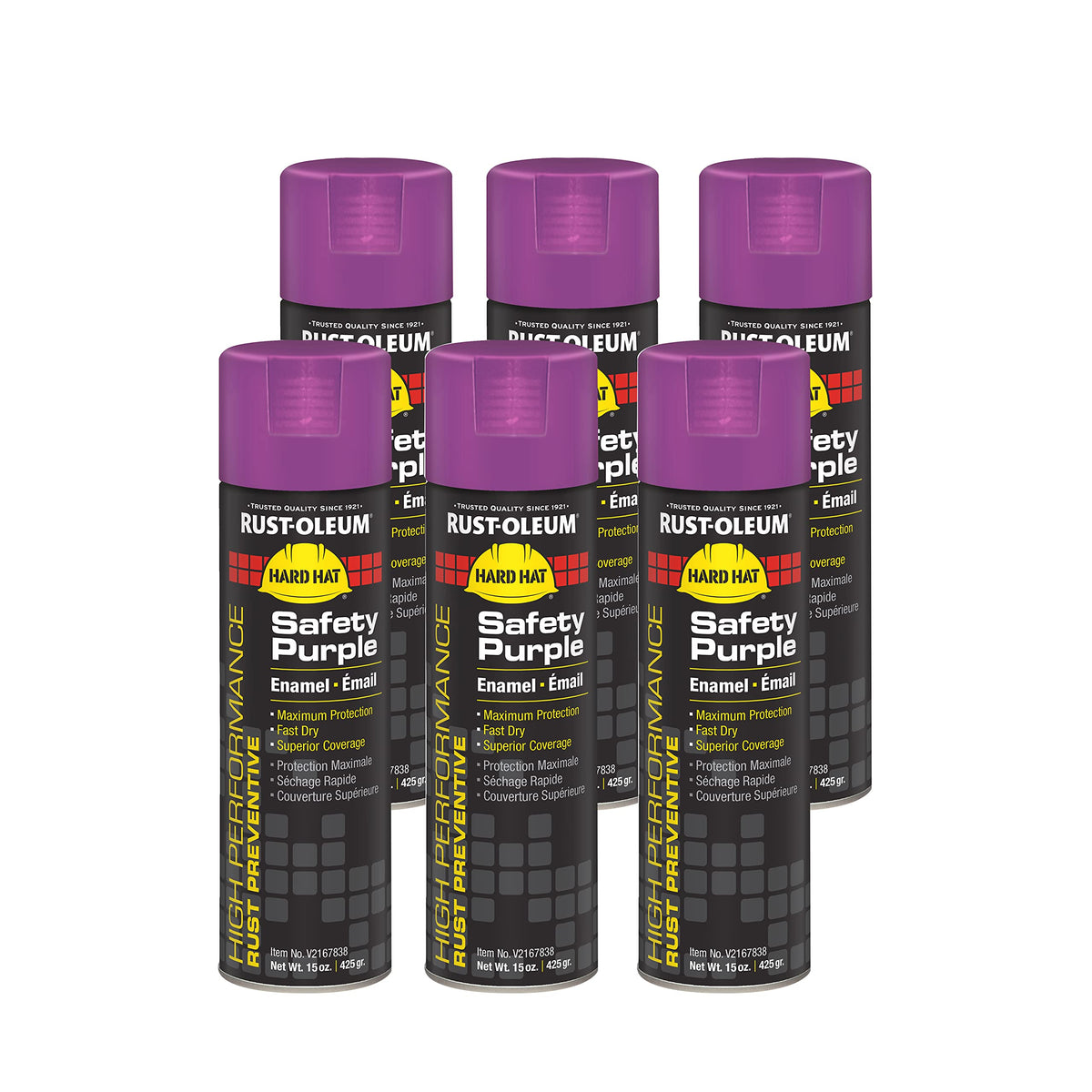 Rust-Oleum V2167838 High Performance V2100 System Rust Preventive Enamel Spray Paint 15-Ounce Safety Purple 6-Pack