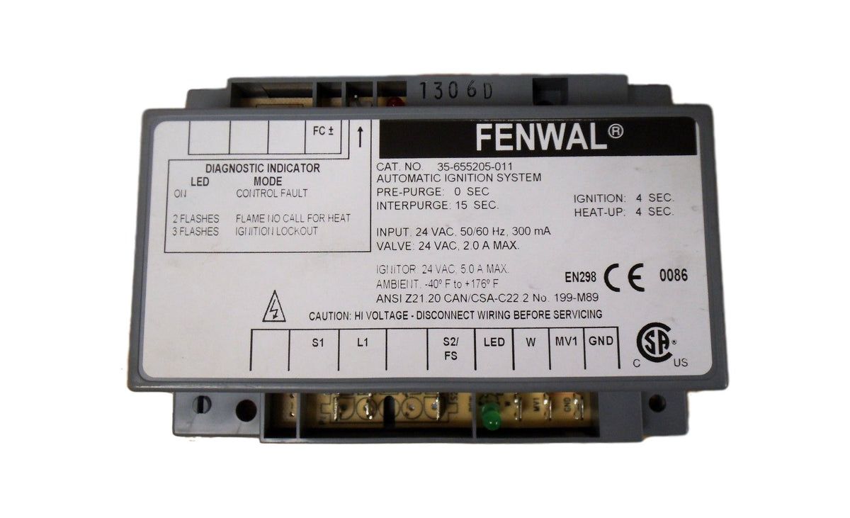 Fenwal 35-655205-011 Control Module 24V NO PP 4sec TFI 3tries 15ip