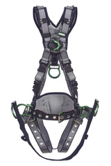 MSA 10195205 V-FIT Derrick Construction Harness - Size: Standard (Medium), D-Ring Configuration: Back Chest Hip, Tongue Buckle Leg Straps, With Shoulder Lumbar Padding, Full Body Harness