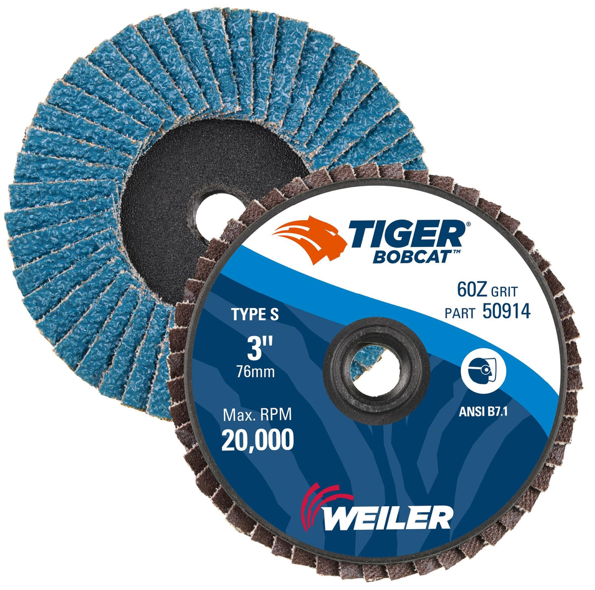 Weiler 50914 Bobcat Mini Abrasive Flap Disc 60 Grit 3 Inch