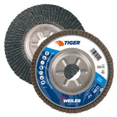 Weiler 50514 Tiger Abrasive Flap Disc 60 Grit 4-1/2 Inches Round Hole