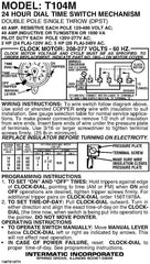 Intermatic T104M Mechanical Time Switch Mechanism 208-277 VAC DPST