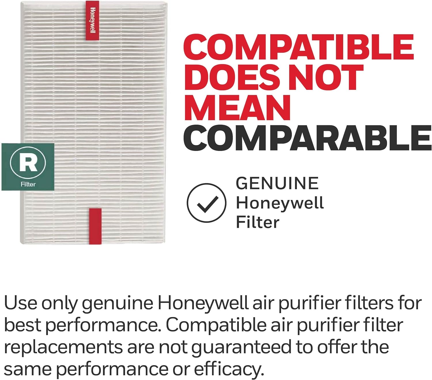 Honeywell HRF-R1 HEPA Air Purifier Filter R, 1-Pack for HPA 100/200/300 and 5000 Series - Compatible With Many Models