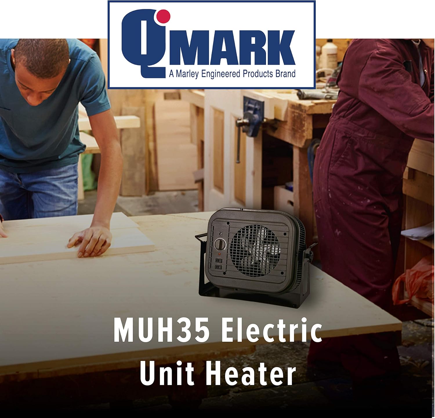 Marley MUH35 Self-Contained Unit Heater with Mounting Bracket for Factories, Garages, Warehouses, and Schools, 5000 Watt, 240 Volt, Gray