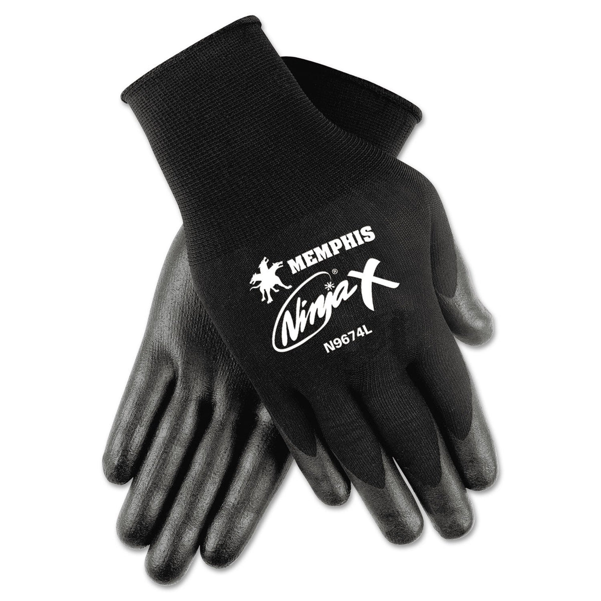 MCR Safety N9674L Ninja X Work Gloves Large Bi-Polymer Coated Palm Fingertips