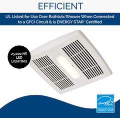 Broan-NuTone AE110L Ventilation Fan with LED Light and Roomside Installation ENERGY STAR Certified 110 CFM 1.0 Sones White