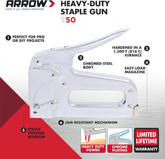 Arrow T50 Heavy Duty Staple Gun Chrome Manual