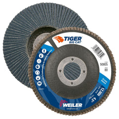 Weiler 50805 Big Cat High Density Abrasive Flap Disc, Type 27, 80 Grit, 4.5 inches