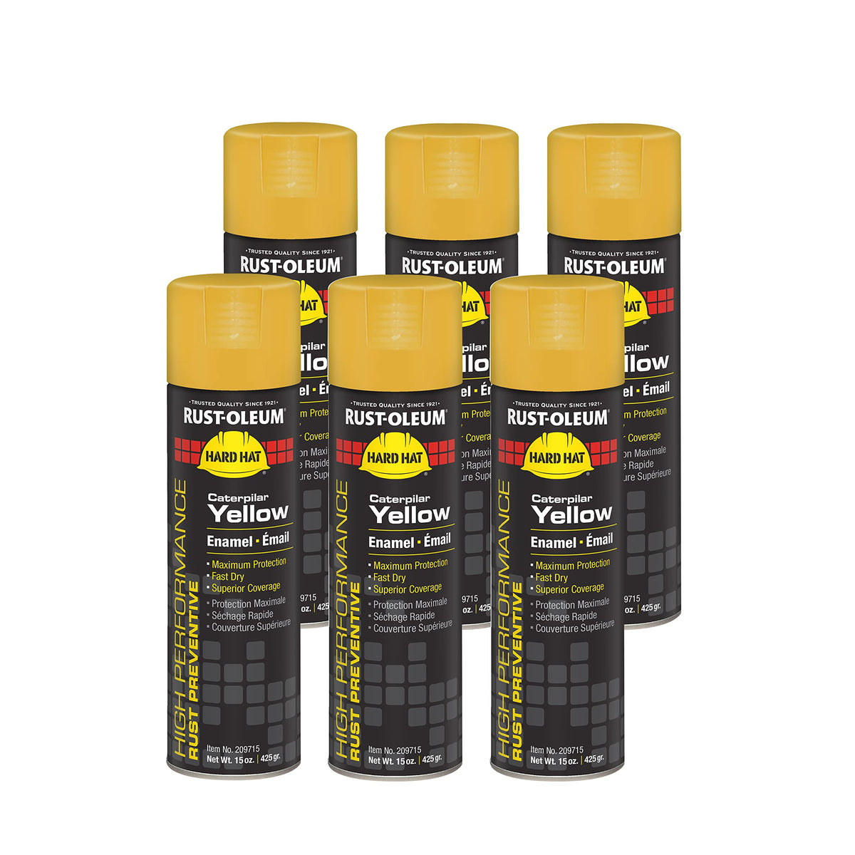 Rust-Oleum 209715 V2100 System Farm Equipment Spray Paint 15 Ounce (Pack of 6) Caterpillar Yellow