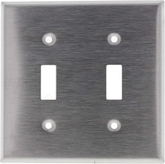 Leviton 84009 2-Gang Toggle Device Switch Wallplate, Standard Size, 430 Stainless Steel