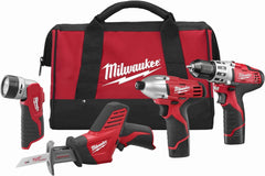 Milwaukee 2498-24 M12 Cordless Lithium-Ion 4 Tool Combo Kit