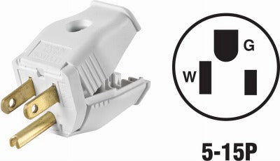 LEVITON Leviton Mfg Co 002-3W101-0WH 15A Grounded Plug White