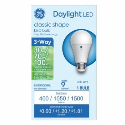 GE G E Lighting 93130565 3-way Led A19 Bulb 15W 5000K